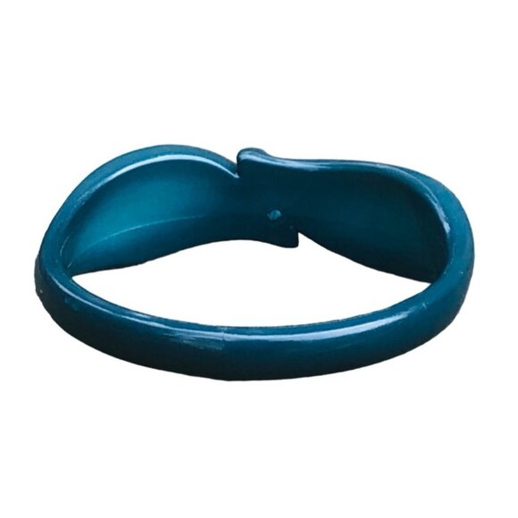 Vintage 1980s Dark Green Faux Bypass Lucite Bangle Bracelet Size Large - Picture 5 of 7